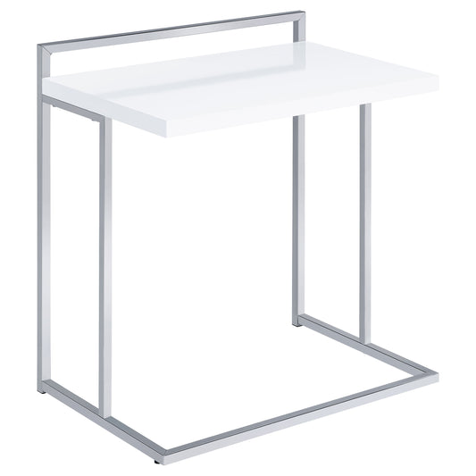 Dani Rectangular C-Shaped Sofa Side Table White High Gloss