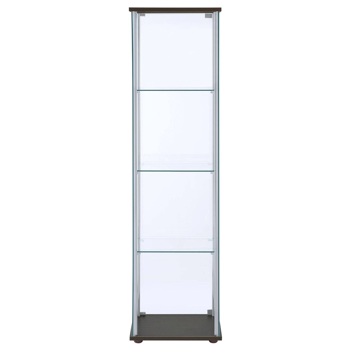 Bellatrix 4-shelf Clear Glass Curio Cabinet Cappuccino