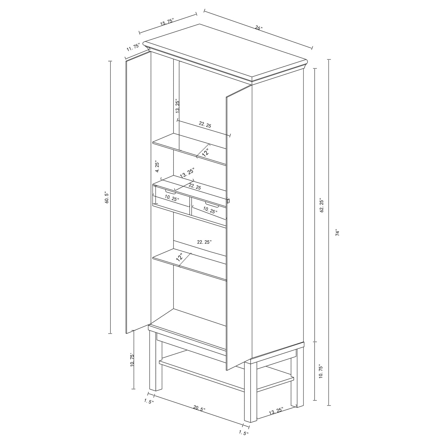 Lovegood 2-door Wood Tall Storage Cabinet Black and Brown