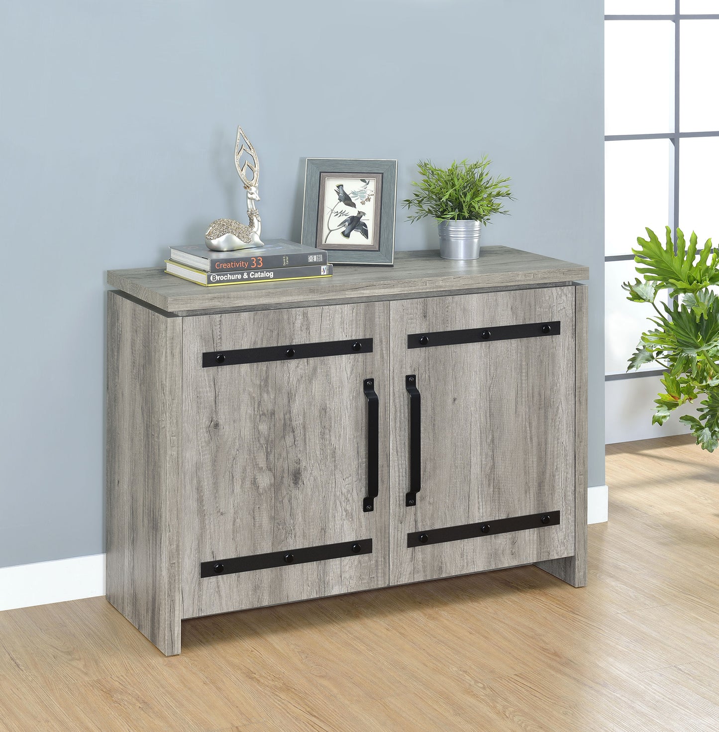 Enoch 2-door Engineered Wood Accent Cabinet Grey Driftwood