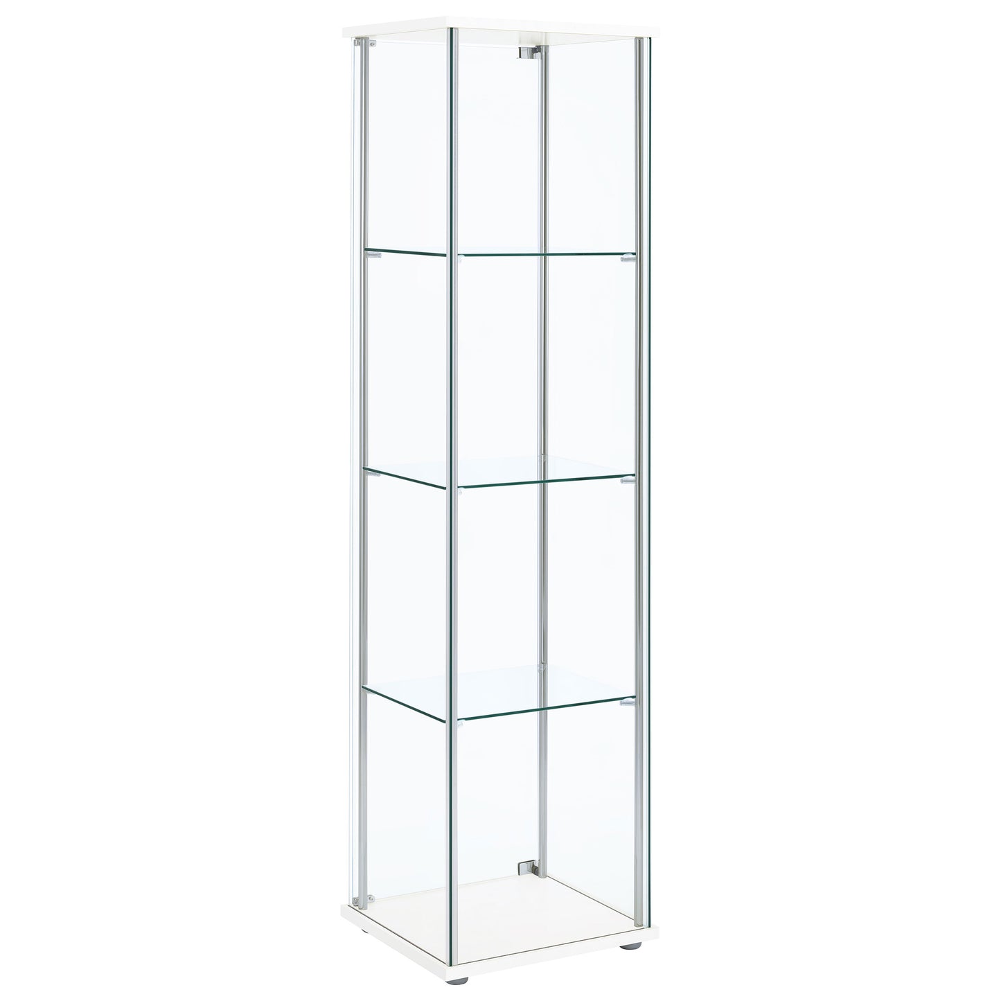 Bellatrix 4-shelf Clear Glass Curio Cabinet White