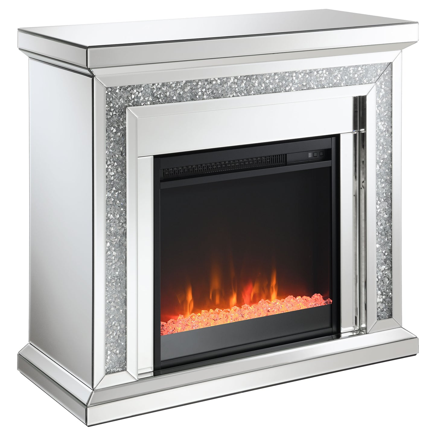 Lorelai Mirrored Freestanding Electric Fireplace Silver