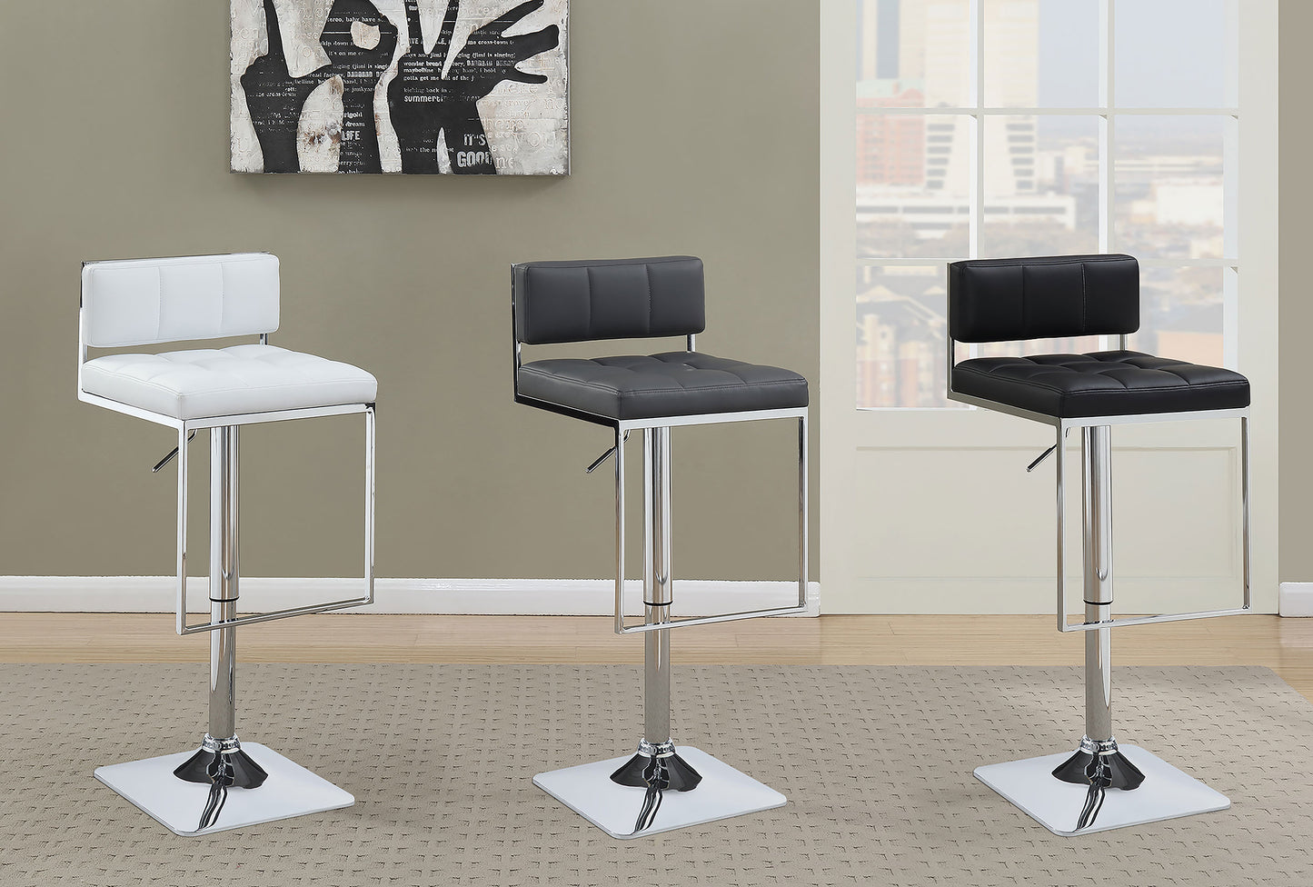 Alameda Adjustable Bar Stool Chrome and White