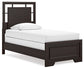 Covetown Twin Panel Bed with Mirrored Dresser, Chest and 2 Nightstands