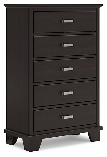 Covetown Full Panel Bed with Mirrored Dresser, Chest and 2 Nightstands