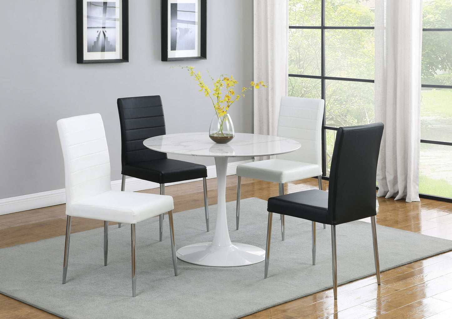 Arkell Round 40-inch Faux Marble Top Dining Table White