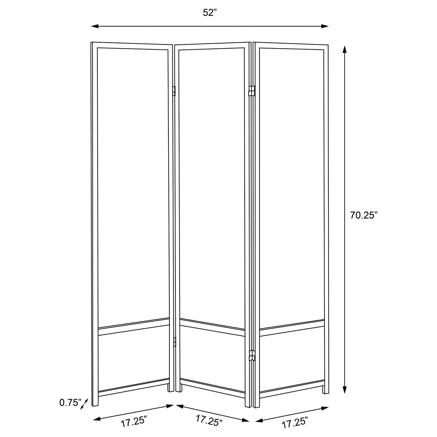 Calix 3-Panel Room Divider Folding Shoji Screen Black