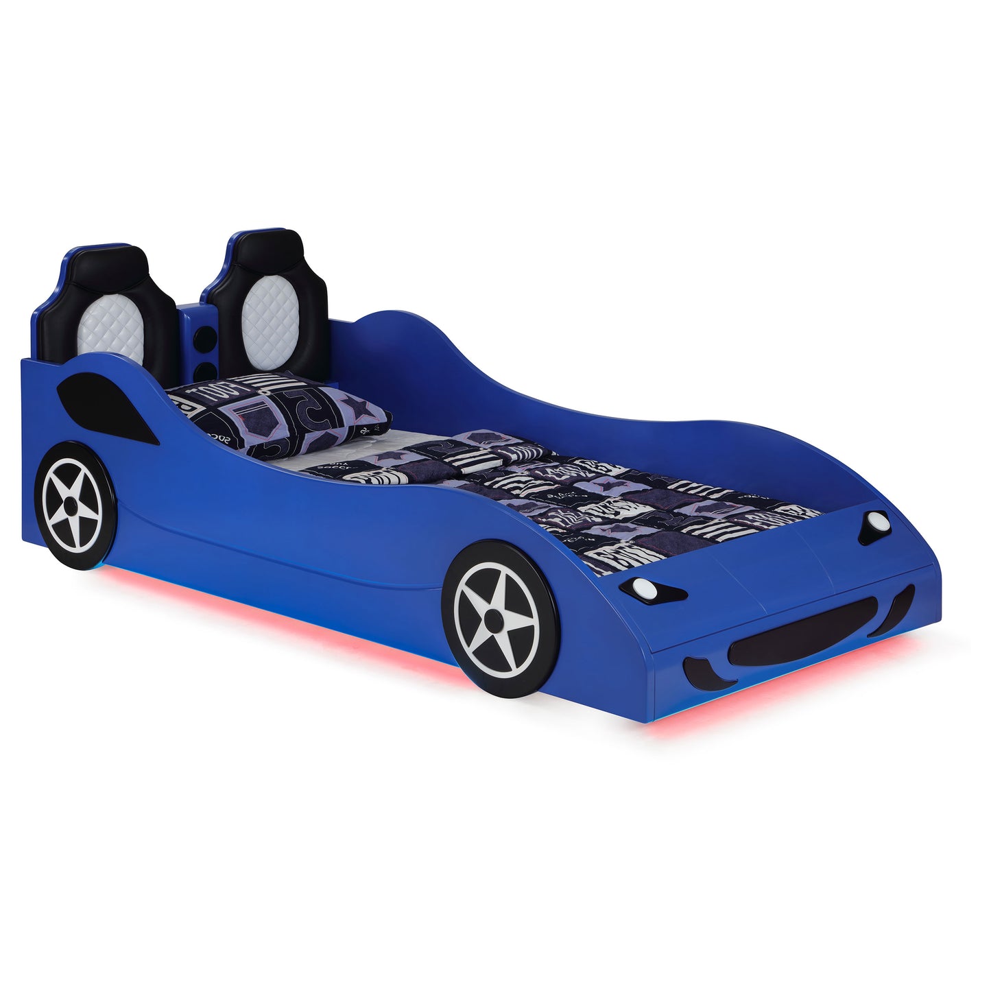 Cruiser Wood Twin LED Car Bed Blue