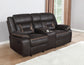 Greer Upholstered Motion Reclining Loveseat Brown