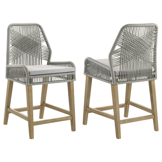 Nakia Woven Rope Counter Chair with Cushion Grey (Set of 2)