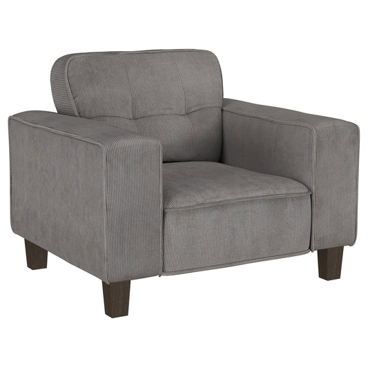 Deerhurst Upholstered Track Arm Tufted Accent Chair Charcoal