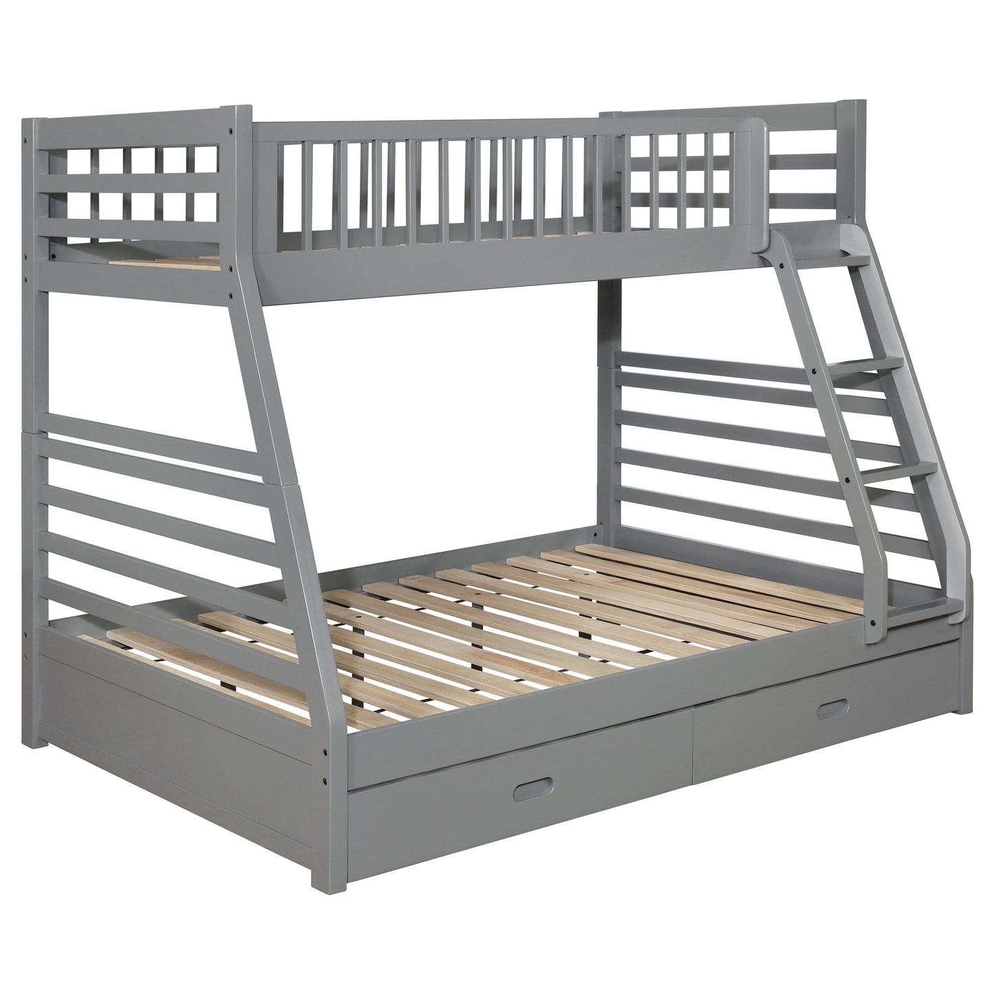 Ashton 2-drawer Wood Twin Over Full Bunk Bed Grey