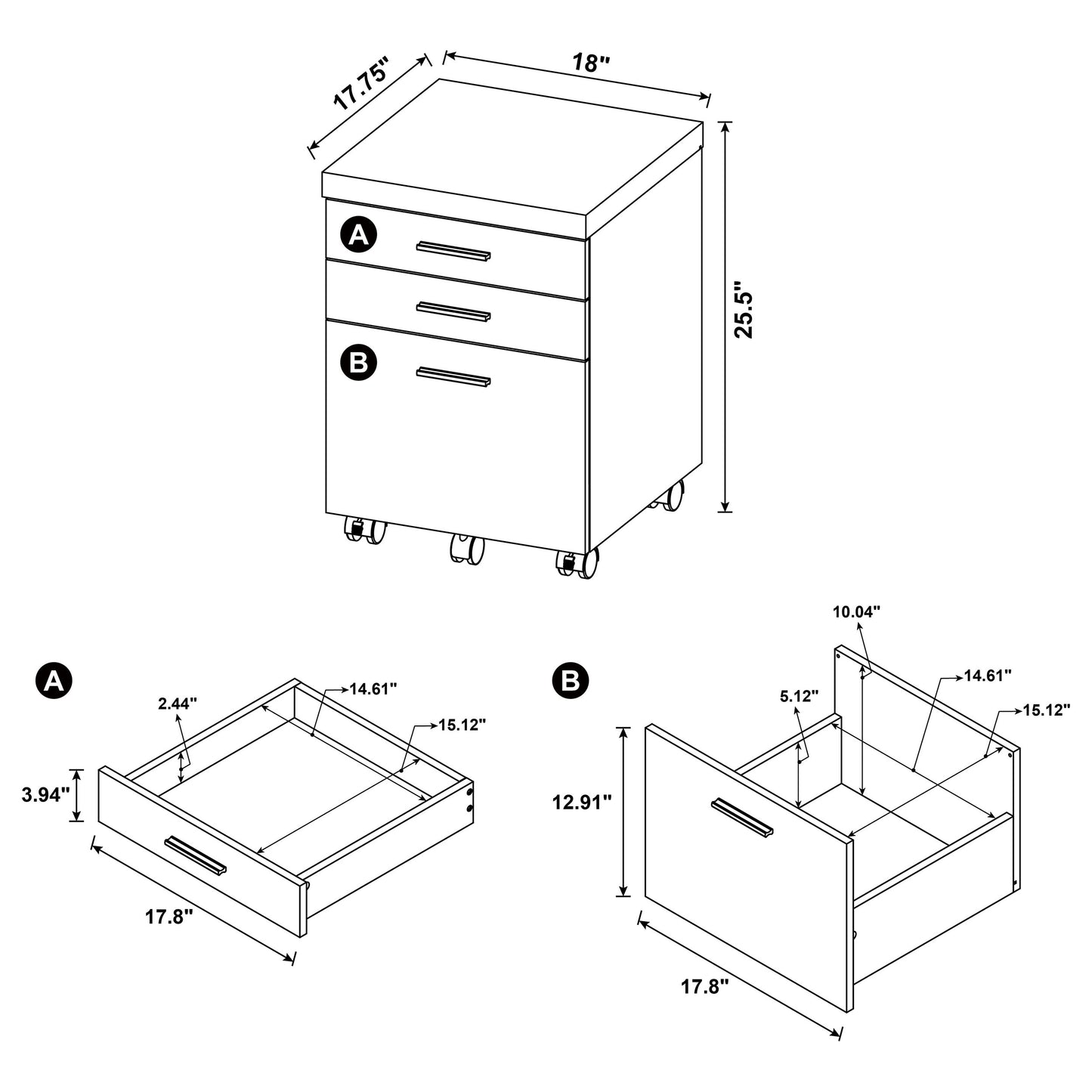 Skylar L-Shape Desk with Mobile File Cabinet Cappuccino