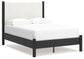 Cadmori Full Upholstered Panel Bed with Mirrored Dresser, Chest and Nightstand