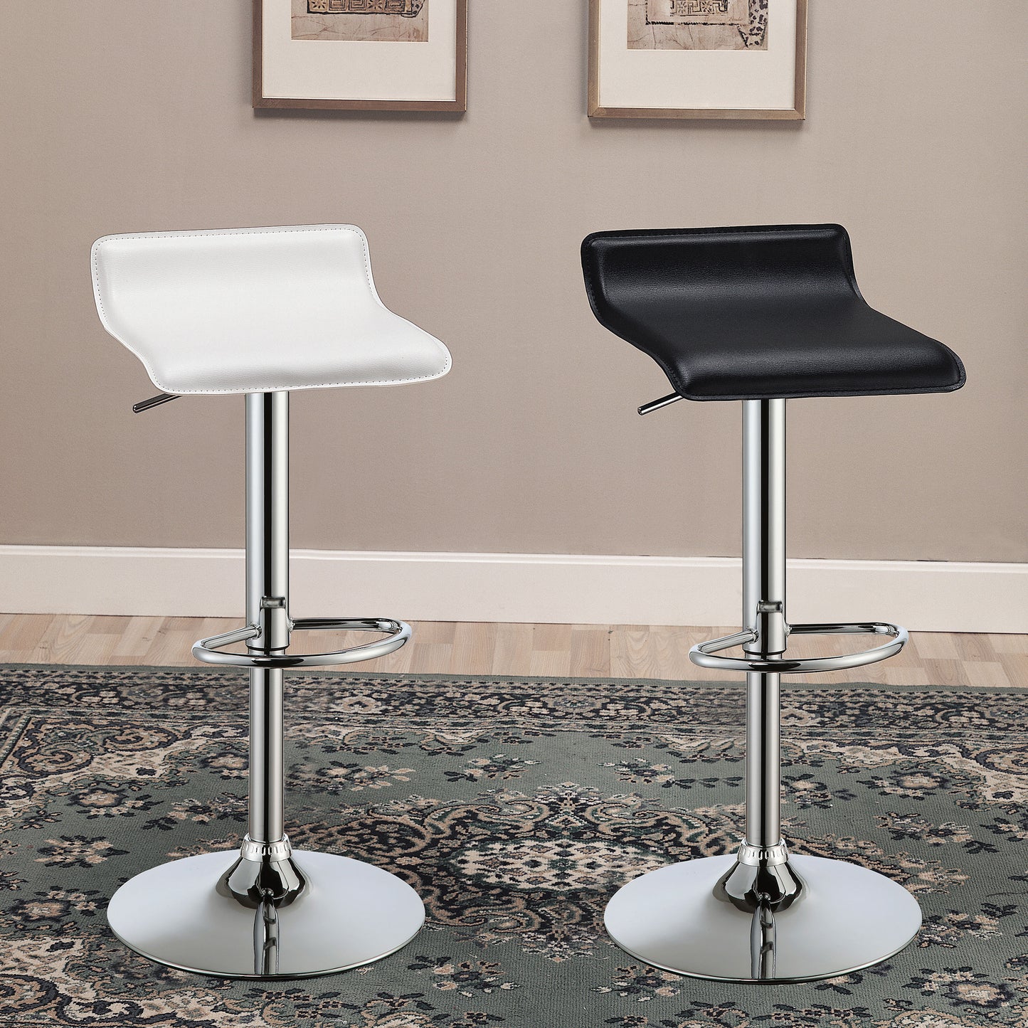 Bidwell Upholstered Adjustable Bar Stool Black (Set of 2)