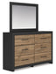 Vertani Twin Panel Bed with Mirrored Dresser