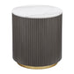 Jason Round Marble Top Side End Table White and Charcoal