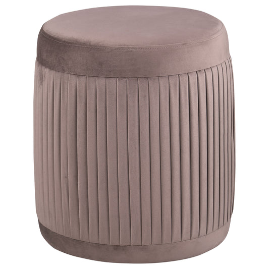 Tovar Round Upholstered Ottoman Mauve