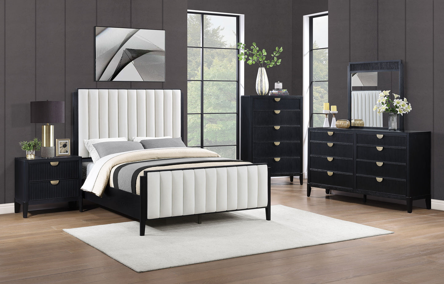 Brookmead 60-inch Upholstered Eastern King Bed Black