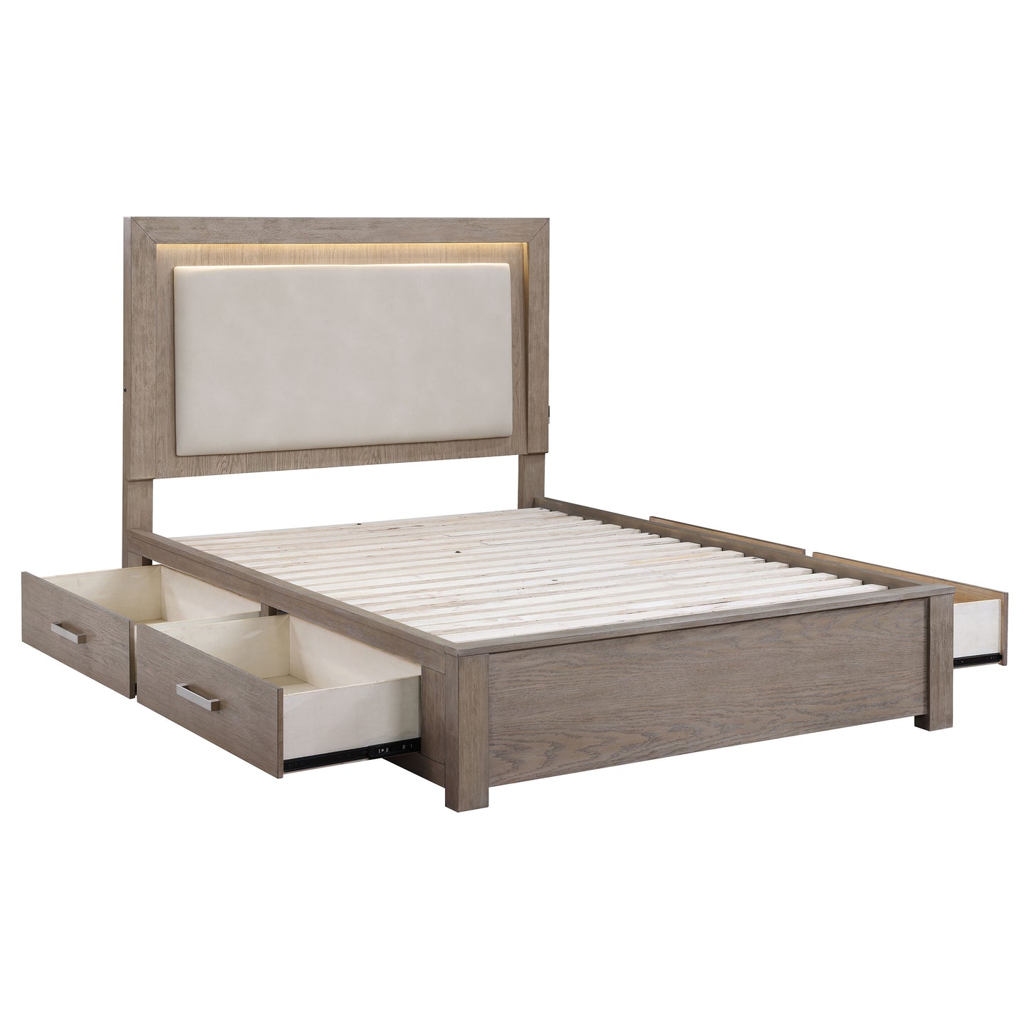 Kenora 56-inch California King LED Storage Bed Barley Brown