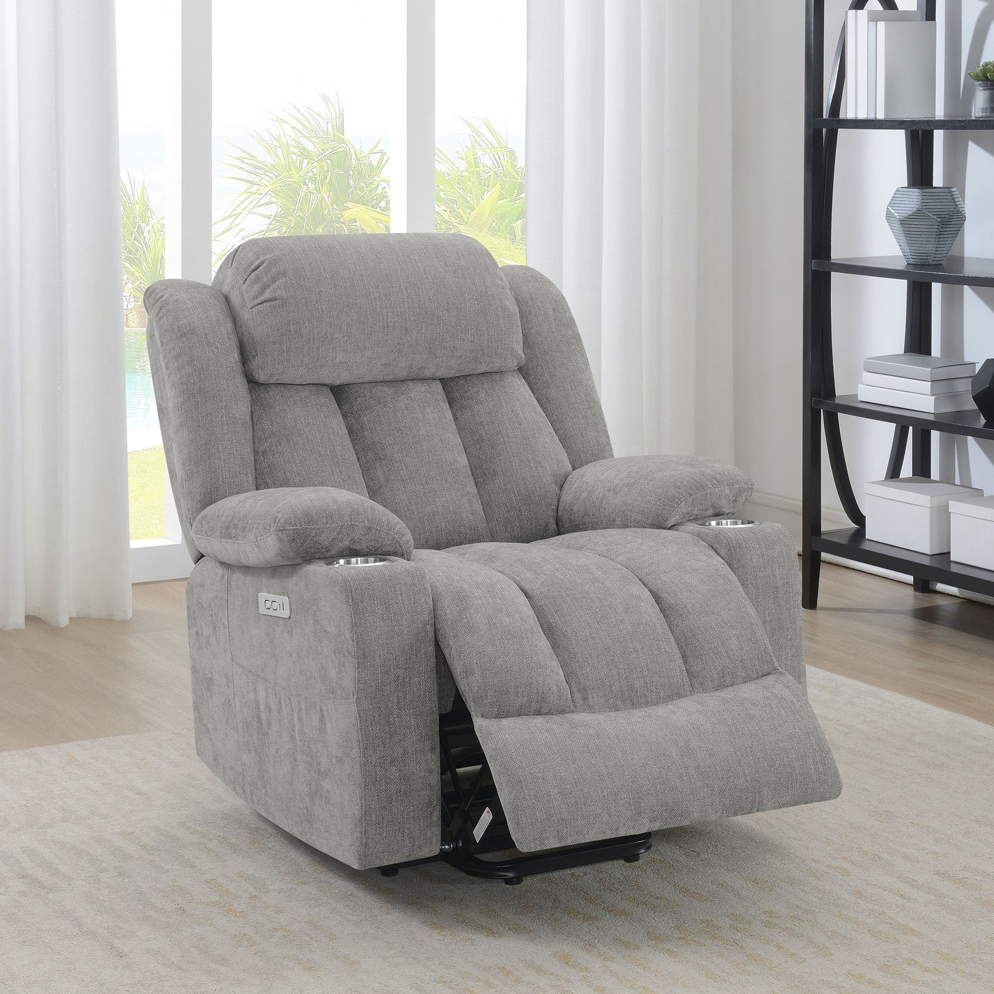 Houston Upholstered Power Lift Recliner Grey