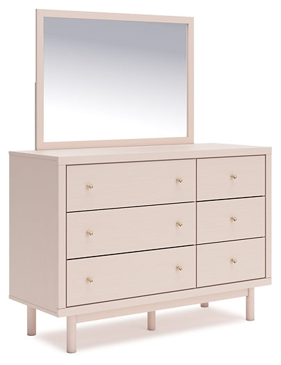 Wistenpine Full Upholstered Panel Bed with Mirrored Dresser, Chest and 2 Nightstands