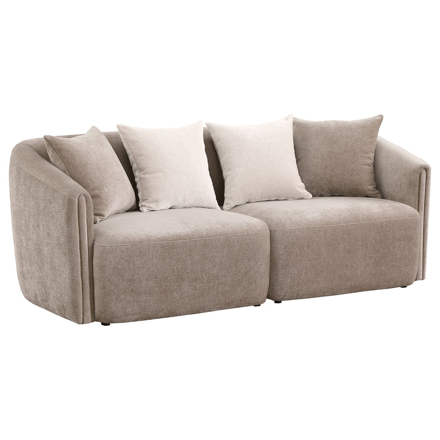 Townsend Chenille Upholstered Rolled Arm Sofa Latte