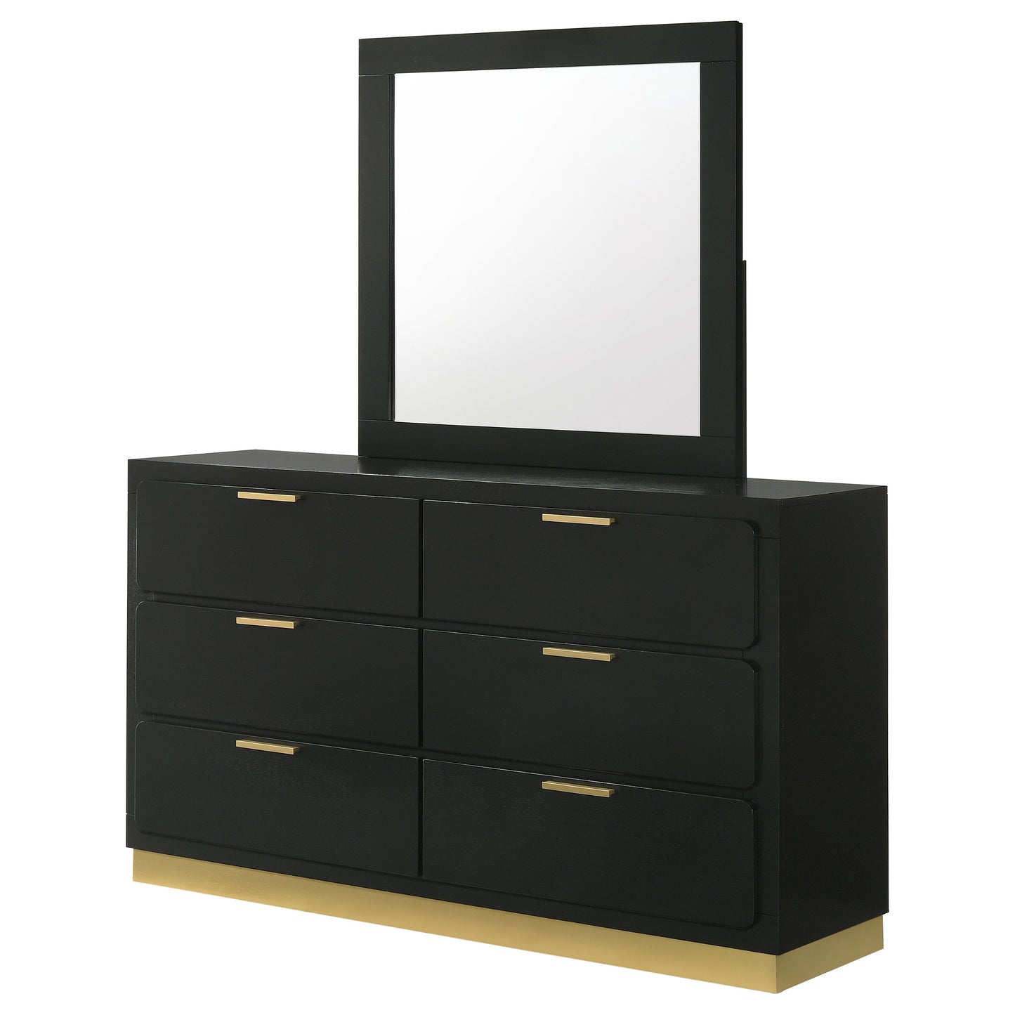 Caraway 6-drawer Dresser with Mirror Black