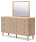 Cielden Full Panel Bed with Mirrored Dresser and Chest