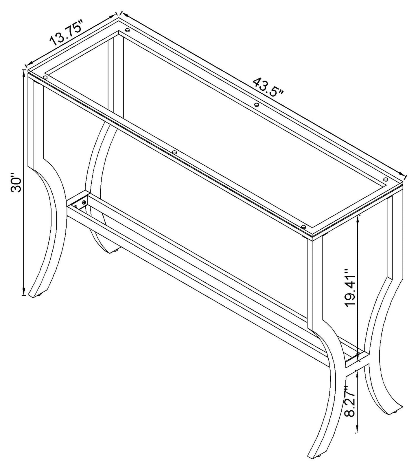 Saide Rectangular Glass Top Entryway Console Table Chrome