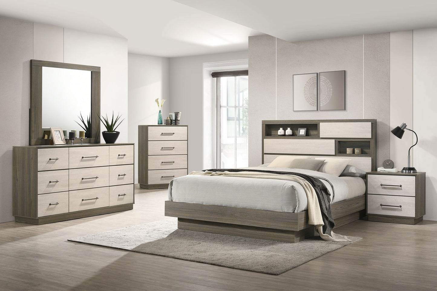 Fenwick 9-drawer Dresser with Mirror Grey Oak