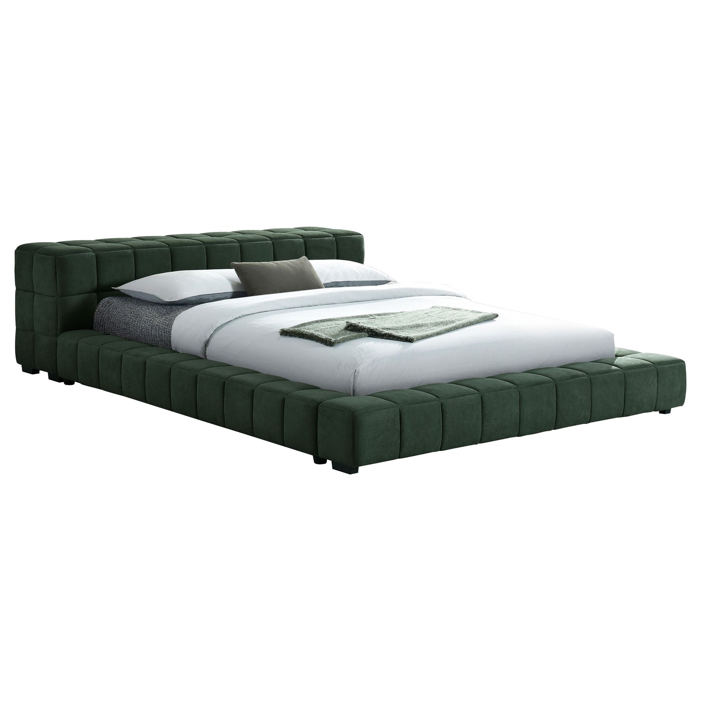 Trinity Upholstered Queen Platform Bed Green