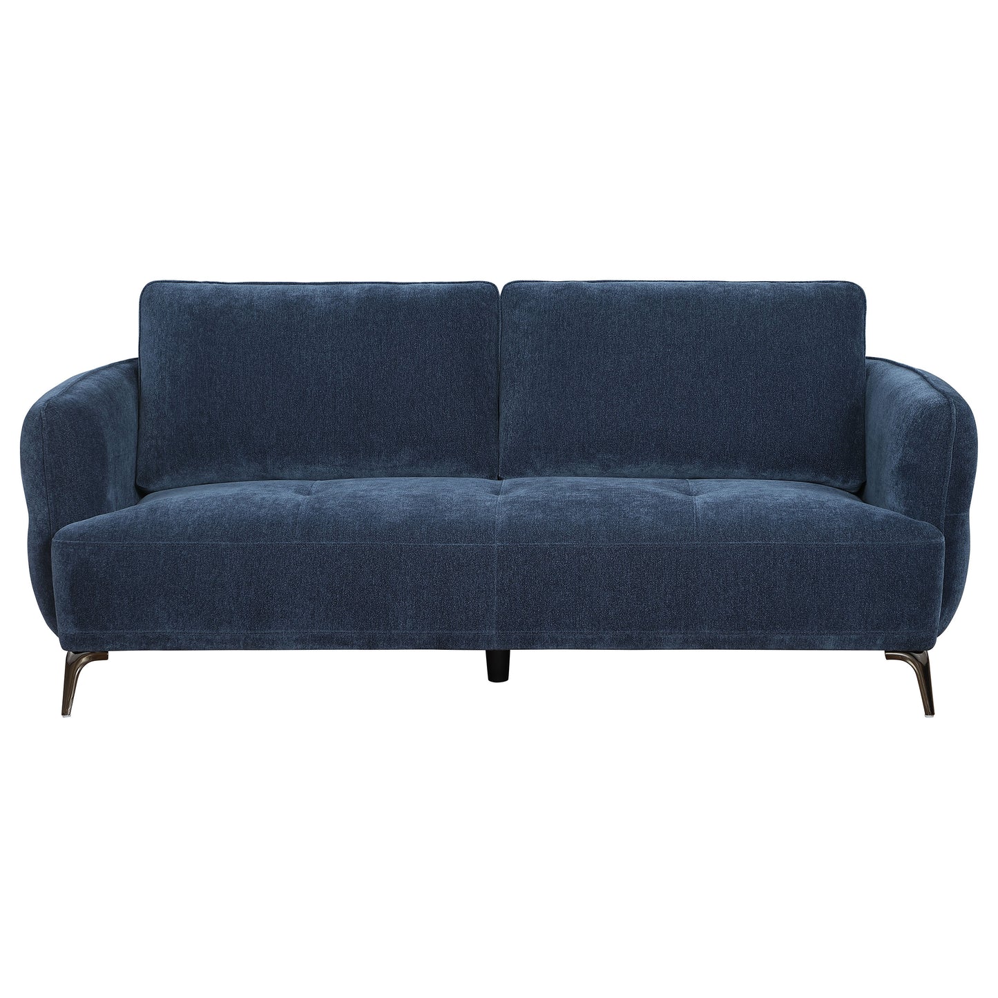 Lively Chenille Upholstered Modern Track Arm Sofa Blue