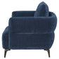 Lively Chenille Upholstered Modern Track Arm Chair Blue