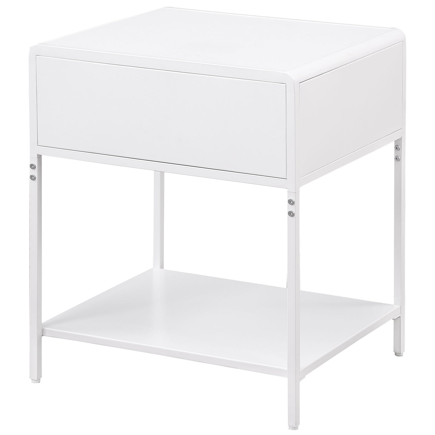 Amherst 1-drawer Radio Weave Cane Metal Bedside Table White