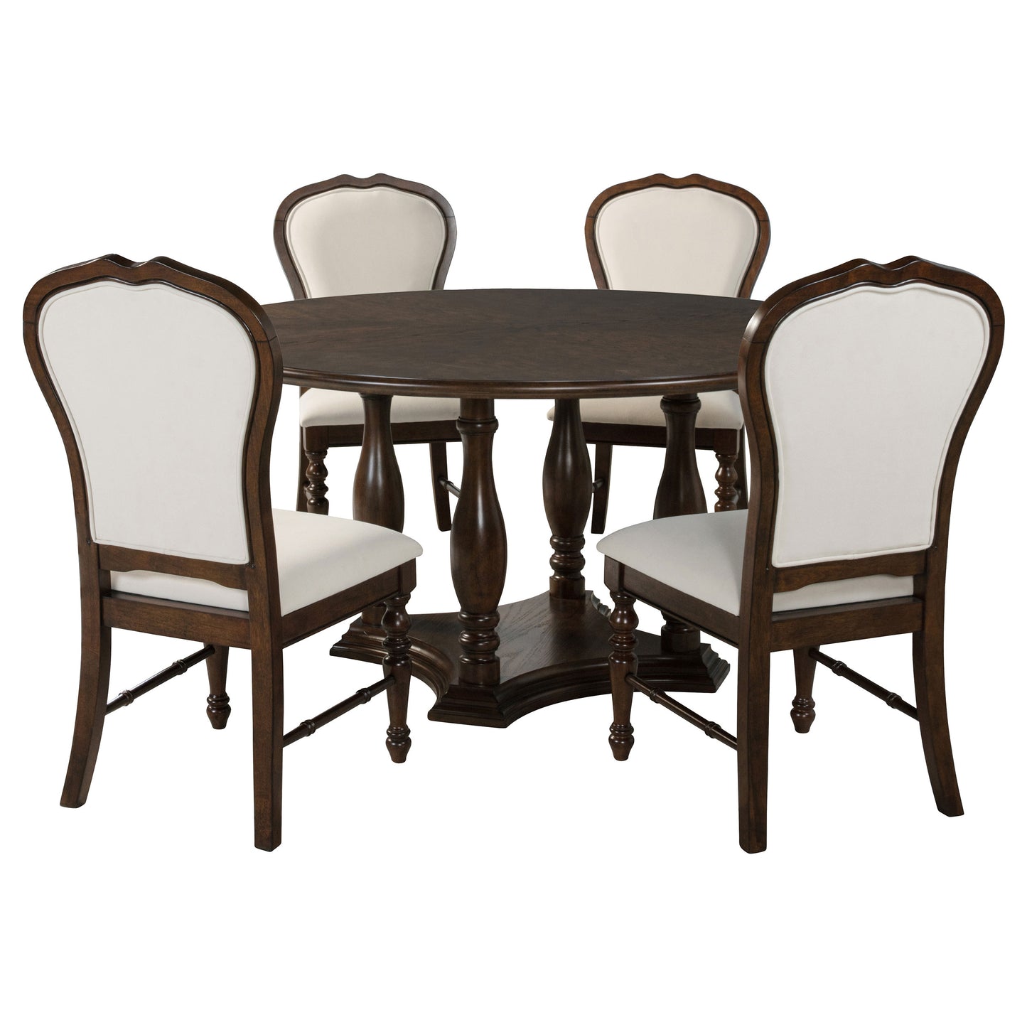 Landon 5-piece 60-inch Round Dining Table Set Rich Brown