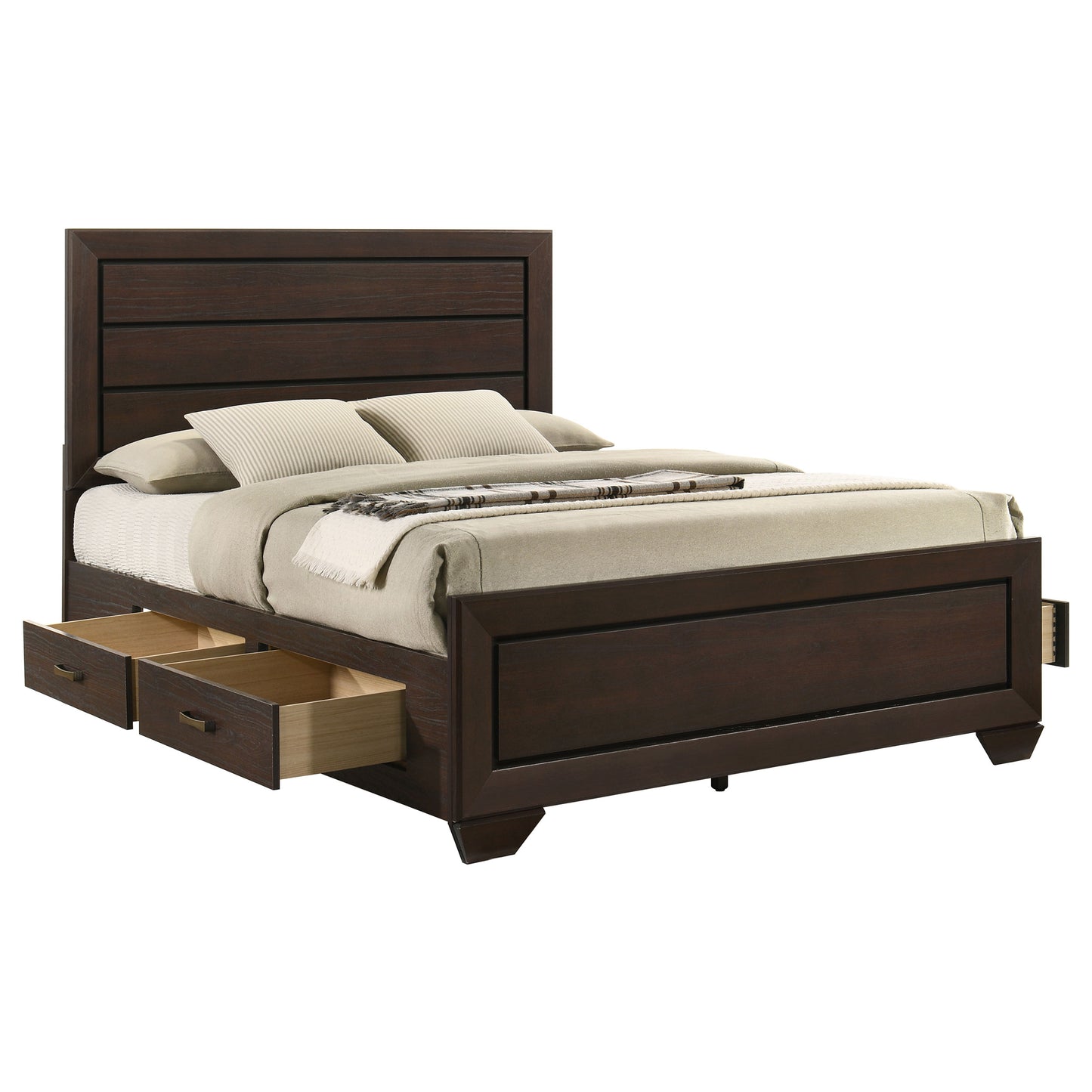 Kauffman Wood California King Storage Panel Bed Dark Cocoa