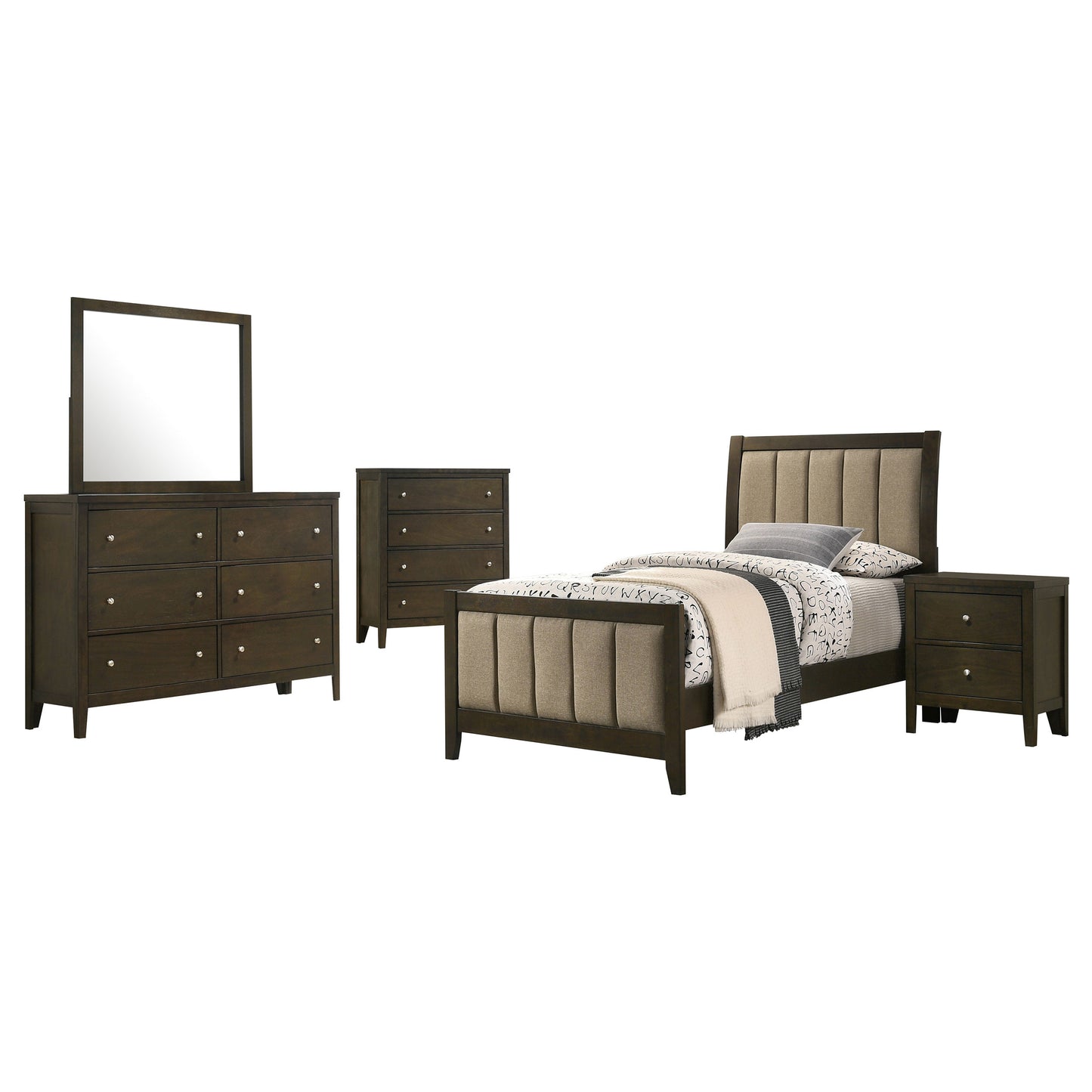 Wilkes 5-piece Twin Bedroom Set Dark Cocoa