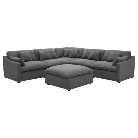 Hobson 6-piece Upholstered Modular Sectional Sofa Charcoal