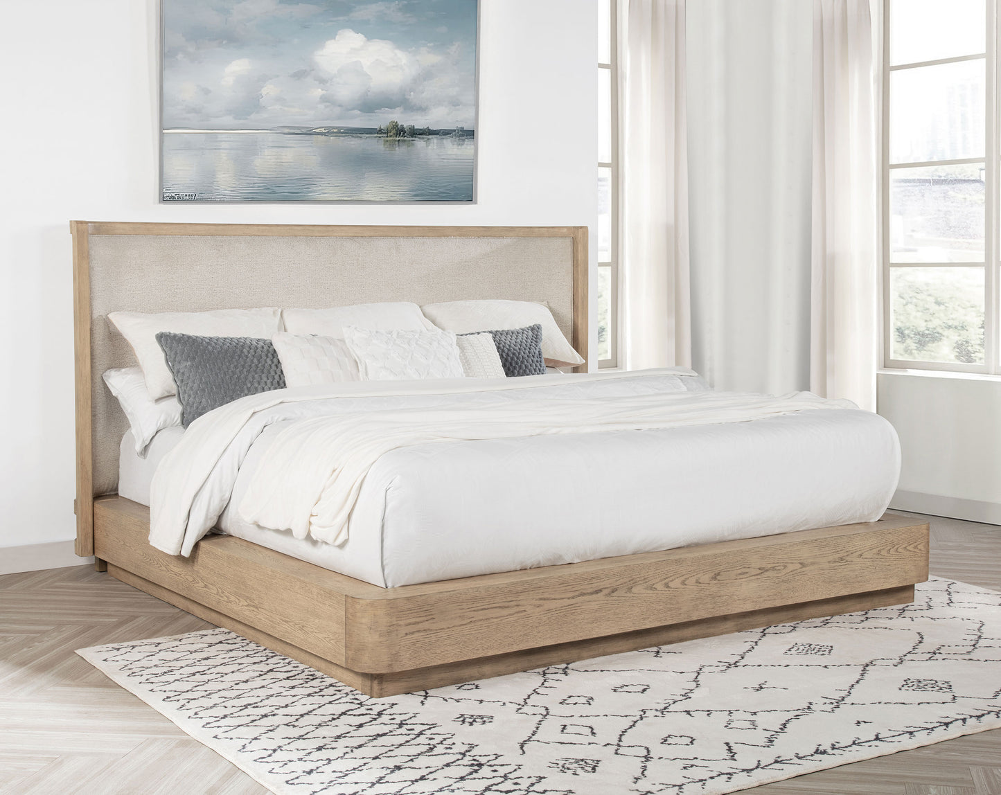 Kailani 52-inch California King Wingback Bed Beige Oak