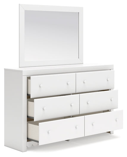 Mollviney Full Panel Headboard with Mirrored Dresser, Chest and Nightstand