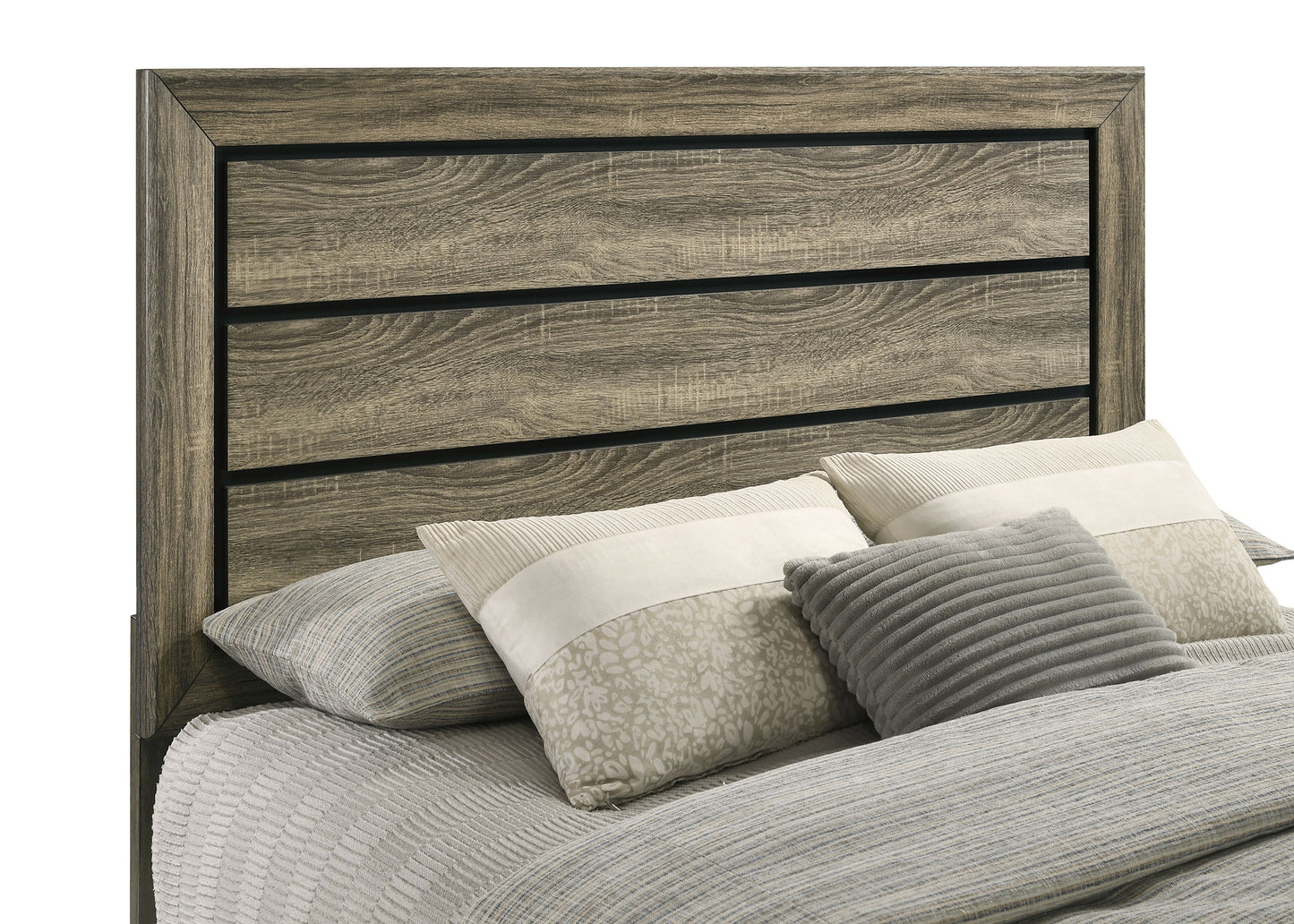 Kauffman Wood Eastern King Storage Panel Bed Washed Taupe