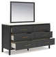 Cadmori Queen Upholstered Bed with Mirrored Dresser, Chest and Nightstand