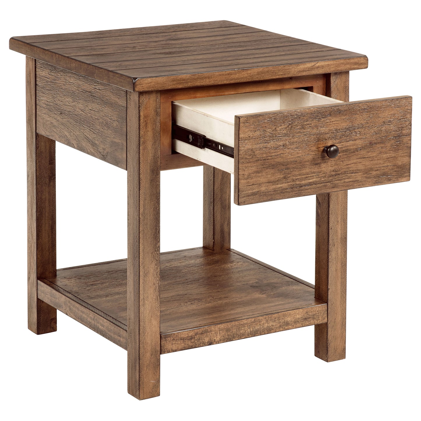 Payne 1-drawer Wood End Table with Shelf Distressed Brown