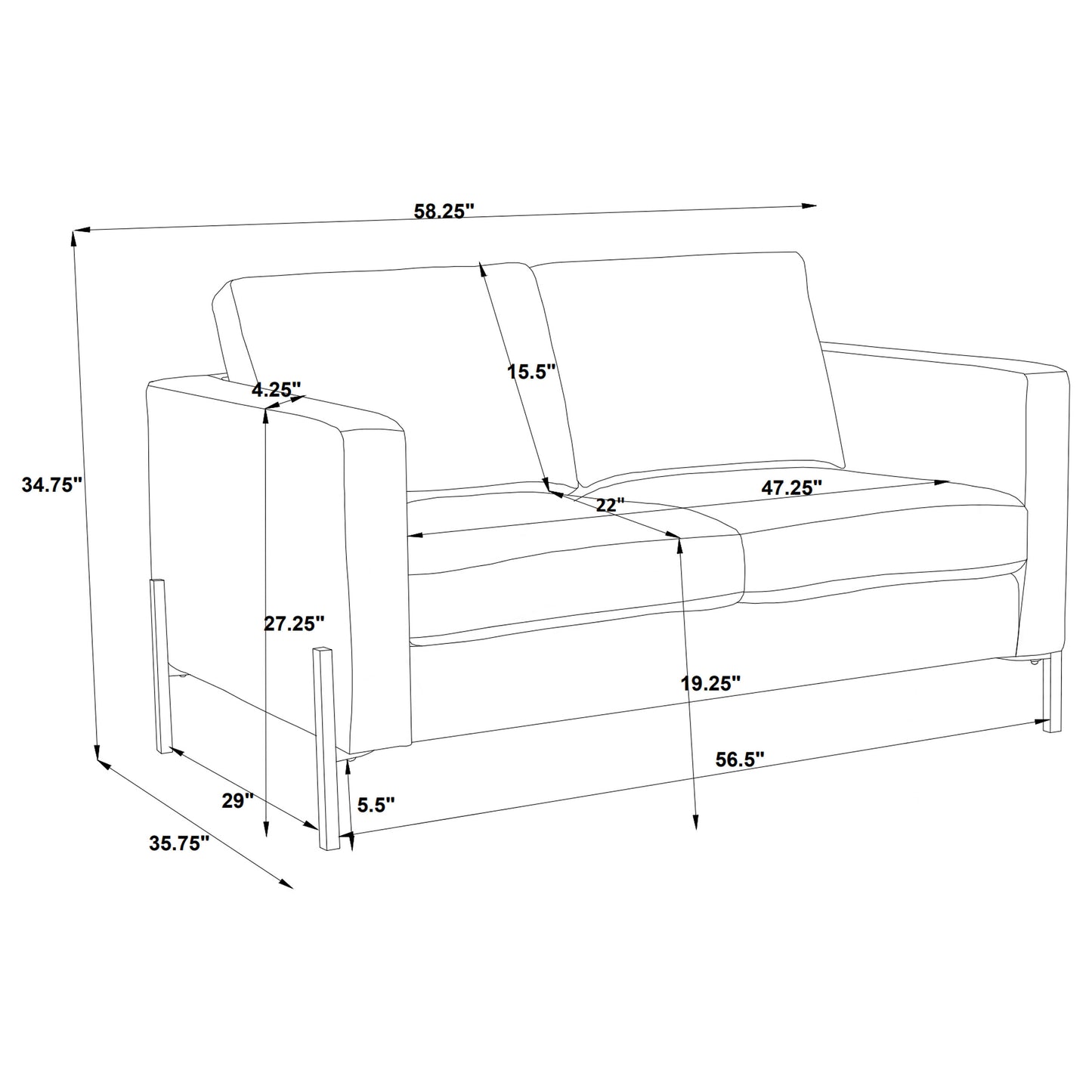 Tilly 2-piece Upholstered Track Arm Sofa Set Oatmeal