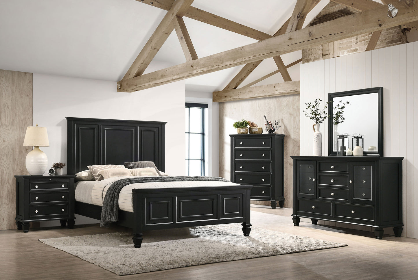 Sandy Beach 63-inch Eastern King Wood Panel Bed Black