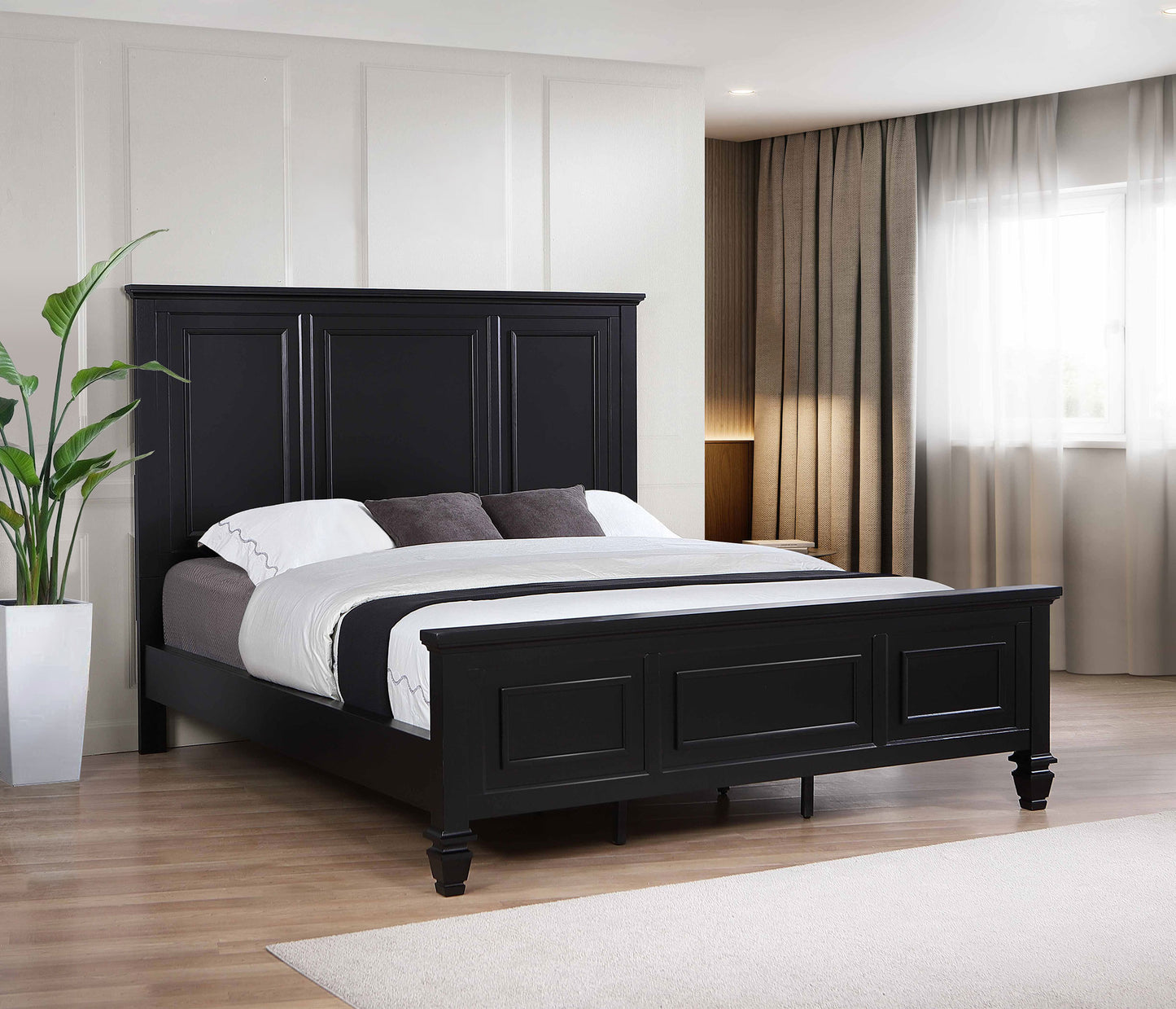 Sandy Beach 63-inch California King Wood Panel Bed Black