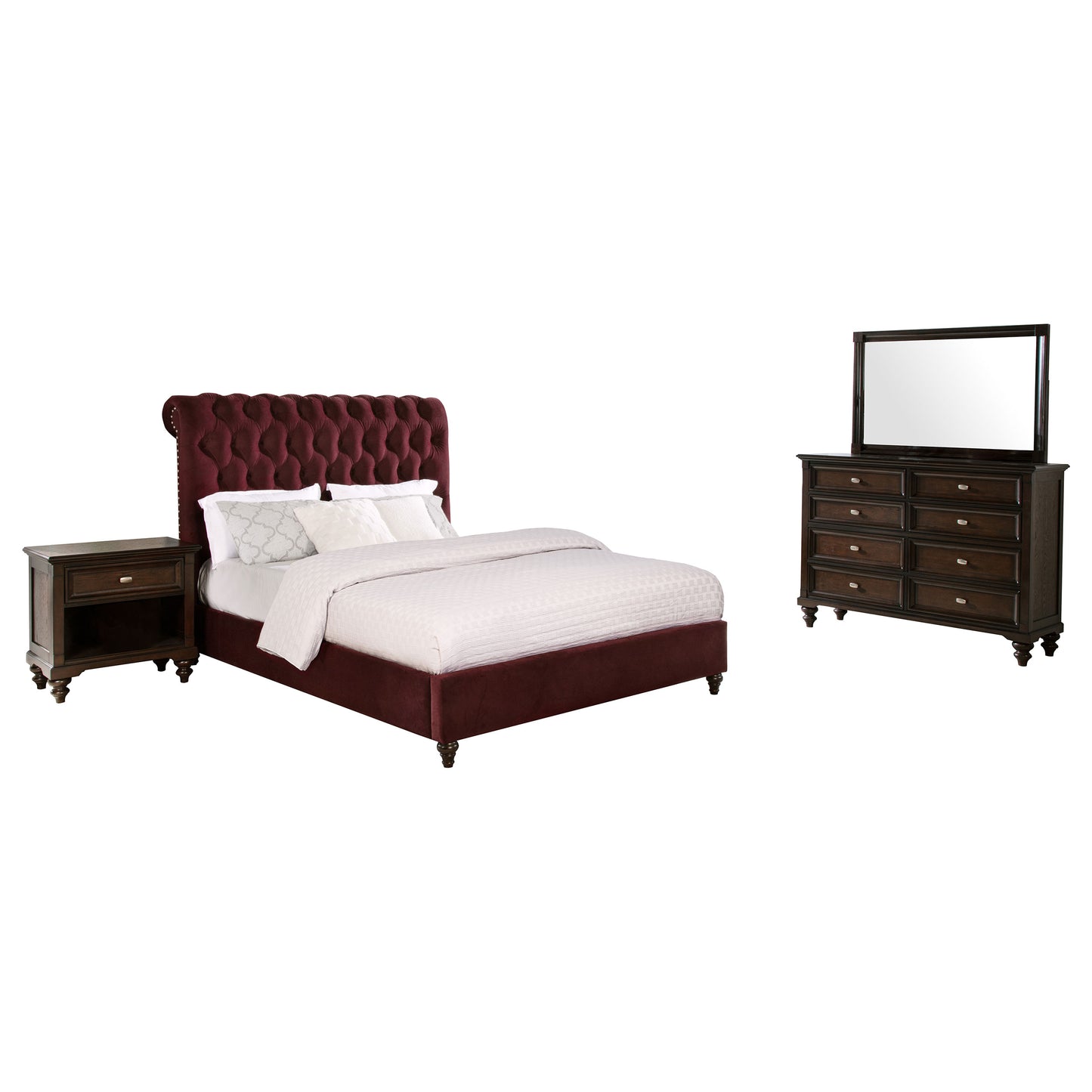 Devon 4-piece California King Bedroom Set Red and Dark Oak