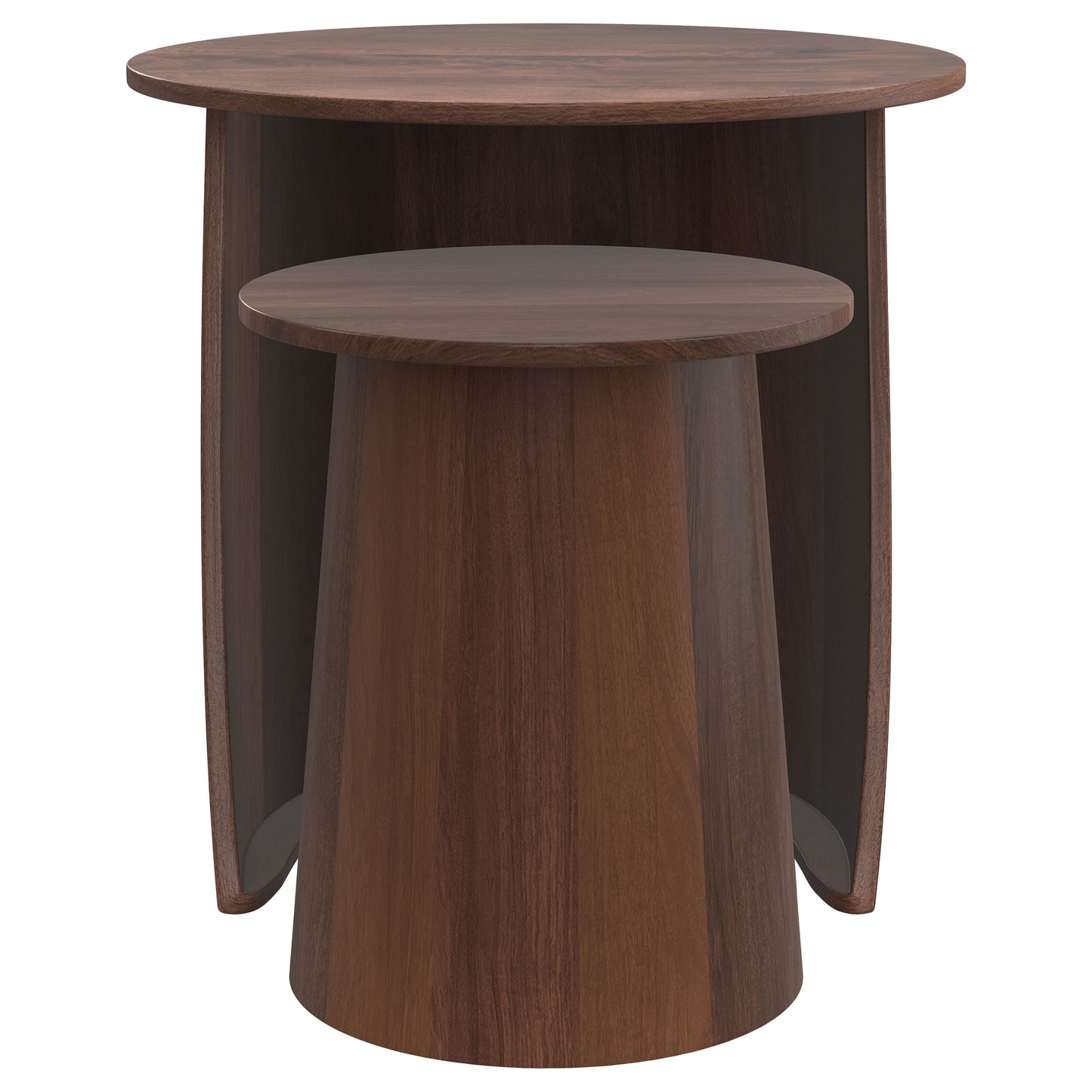 Yency 2-piece Round Mango Wood Nesting Table Set Dark Brown