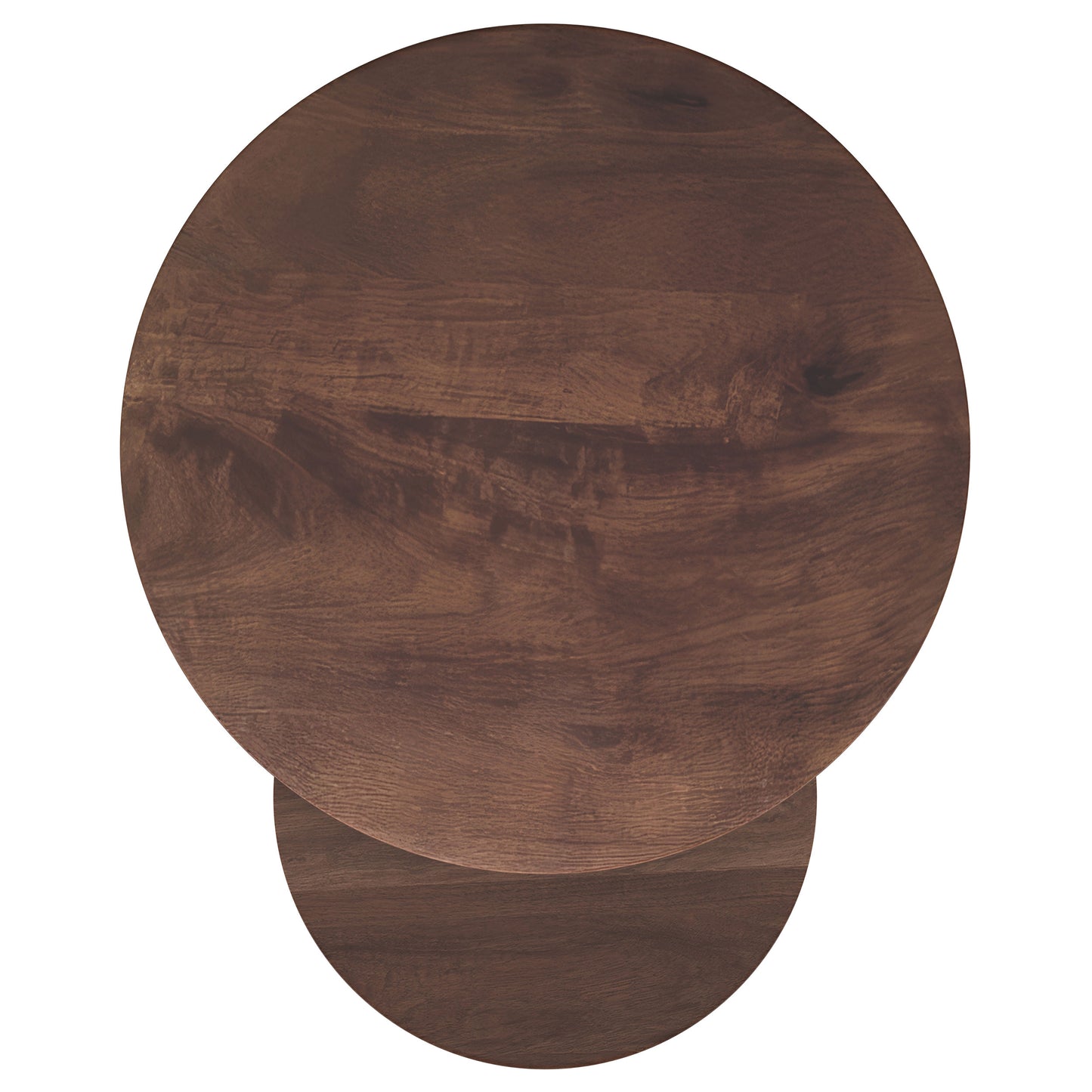 Yency 2-piece Round Mango Wood Nesting Table Set Dark Brown